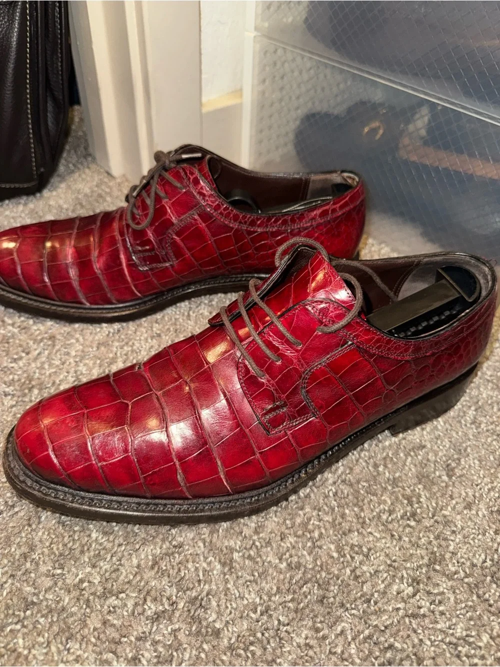 Salvatore Ferragamo Rare Genuine Red Crocodile Oxford